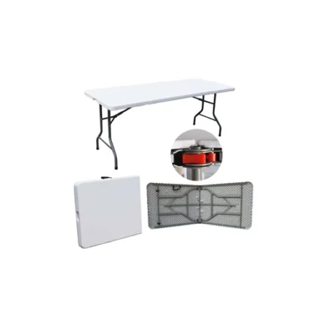 MESA CAMPING PLEGABLE BLANCA 1.80 X 0.75 CMS